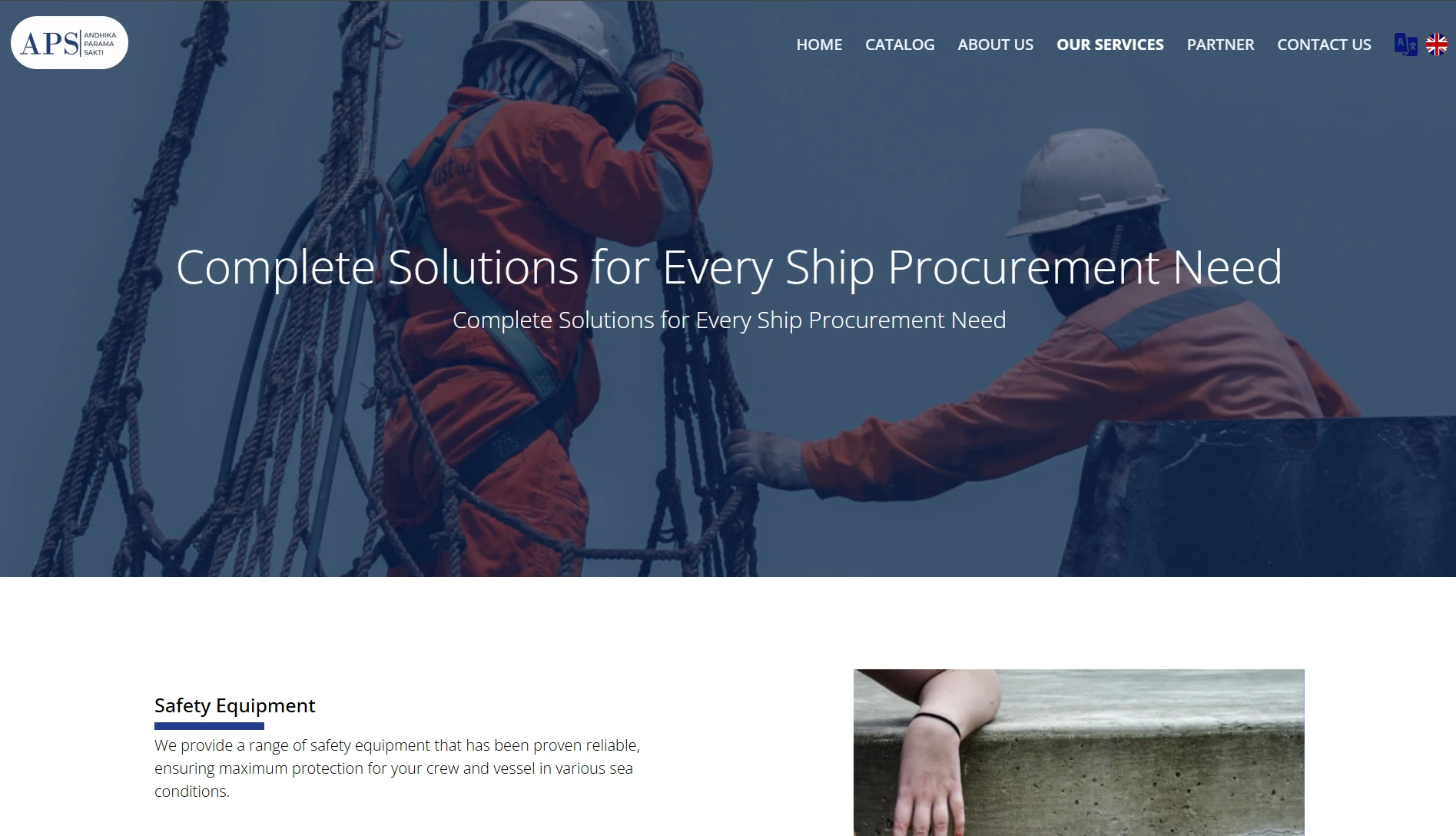 Screenshot website The Pas Group (APS) - company profile dengan desain profesional dan informasi lengkap tentang perusahaan